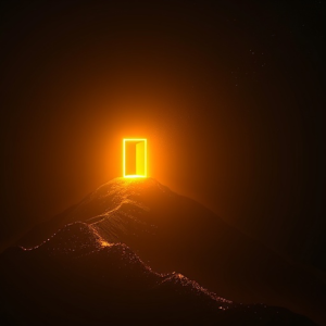 Glowing golden doorway at a mountain summit, representing the Exit Strategy Education Session